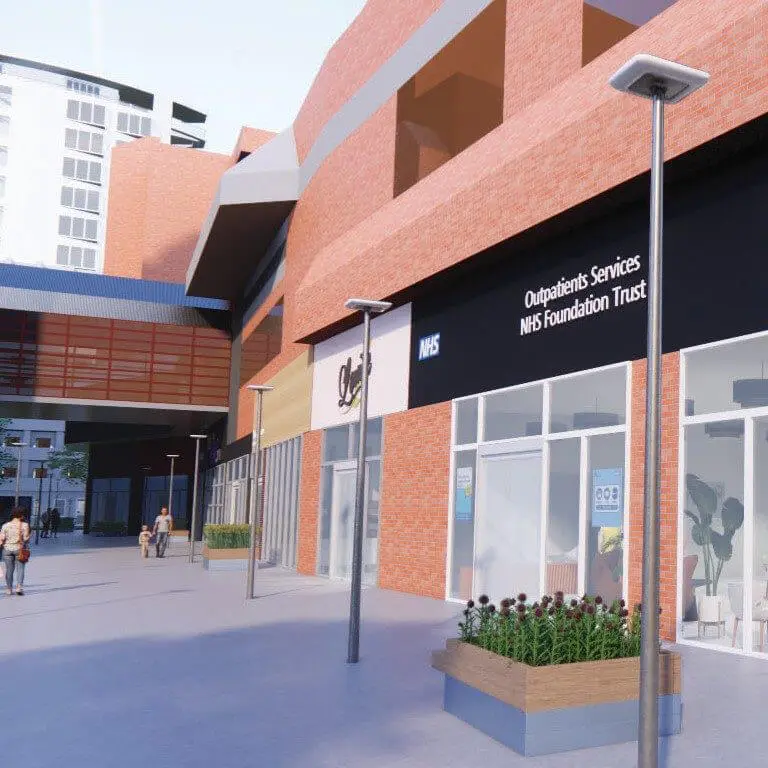 The external view of a community care centre in a high street